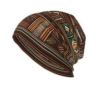 HJFCZH Chapeau tricoté pour adulte, style géométrique, style ethnique, chapeau de haricot décontracté, chapeau élastique sans bord, unisexe noir