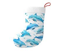 Hjfczh Chaussettes décoratives de Noël avec deux motifs dauphins pour remplir de petits cadeaux tels que des bonbons et des petits jouets