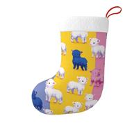Hjfczh Chaussettes décoratives de Noël avec imprimé agneau de dessin animé pour remplir de petits cadeaux tels que des bonbons et des petits jouets