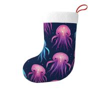 Hjfczh Chaussettes décoratives de Noël avec motifs de calamars extraterrestres pour remplir de petits cadeaux tels que des bonbons et des petits jouets