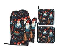 HJFCZH Christmas Magic Prints Lot de 4 maniques isolantes, épaisses et durables pour cuisine, micro-ondes, four, barbecue en plein air