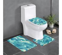HJFCZH Dawn Ocean Waves Lot de 3 tapis de salle de bain antidérapants pour toilettes, coiffeuse et toilettes