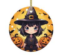 Hjfczh Décoration circulaire pour Halloween, sorcière, supermarché, céramique, hiver, fête de Noël, maison