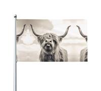 HJFCZH Drapeaux amusants en polyester pour décoration extérieure - Motif vache des Highlands - 0,9 x 1,5 m