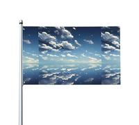 HJFCZH Drapeaux de décoration d'extérieur en polyester pour cour, patio et fêtes - Bleu ciel et nuages blancs - 0,9 x 1,5 m