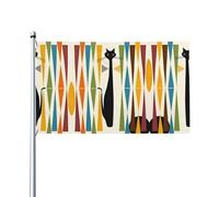 HJFCZH Drapeaux de décoration d'extérieur en polyester vif pour cour, patio et fête - 0,9 x 1,5 m - Art moderne du milieu du siècle