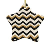 HJFCZH en céramique à suspendre pour sapin de Noël Motif zigzag Noir/blanc/marron clair Facile à accrocher sur les arbres, les portes et les fenêtres