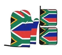 HJFCZH Ensemble de gants de cuisine et maniques avec motif drapeau de l'Afrique du Sud - Couverture de cuisine imperméable et couches résistantes à la chaleur - Housses durables pour la cuisine, la