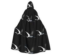 HJFCZH Fairy-Chief Grande cape à capuche pour adulte Imprimé grue avec nœud papillon, sans fermeture éclair