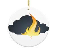 Hjfczh Flamme sous les nuages sombres Décoration circulaire en céramique Supermarché Hiver Noël Fête Maison