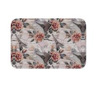 HJFCZH Flower Paris Tour Eiffel imprimé tapis ourlet 40x60 - Housse de bain en polyester ultra absorbant pour salle de bain, coiffeuse et suite d'invités - Antidérapant et facile d'entretien