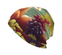 HJFCZH Fox Eating Grapes Picture Bonnet en tricot pour adulte - Bonnet extensible doux et confortable pour homme et femme, noir