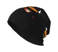 HJFCZH Fox Eating Grapes Picture Bonnet tricoté élastique chaud pour homme et femme Noir