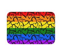 HJFCZH Gay Pride Tapis à ourlet imprimé arc-en-ciel 101,6 x 152,4 cm - Housse de bain en polyester durable avec dos antidérapant pour salle de bain, coiffeuse et suites d'invités