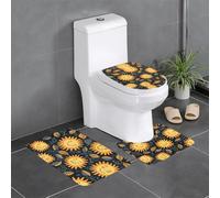 HJFCZH goodlooking Ensemble de 3 tapis de salle de bain avec impression Hello Sunshine - Tapis de sol antidérapants pour toilettes, meuble-lavabo et couvercle - Facile à nettoyer