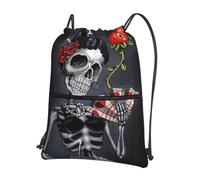 HJFCZH Goth Beauty Girl Prints Sac à dos avec cordon de serrage et fermeture éclair - Sac de sport ultra durable et résistant à l'eau pour les voyages et le sport - Housse légère et pliable