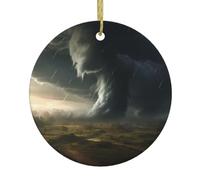 HJFCZH Grand pendentif rond en céramique à suspendre en forme de tornade - 7,4 cm - Équipé d'un cordon en fil doré durable