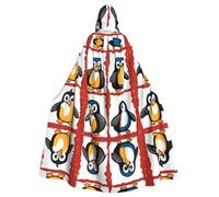 HJFCZH Grande cape à capuche avec nœud papillon, imprimé pingouin pour Halloween, sans fermeture éclair