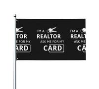 HJFCZH I'm A Realtor Ask Me Imprime Drapeaux de décoration extérieure 0,9 x 1,5 m - Couvre-lit en polyester vif pour cour, terrasse et présentations festives
