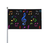 HJFCZH Impression de musique pentatonique colorée - Drapeaux de décoration d'extérieur - En polyester vif pour cour, terrasse et fête - 0,9 x 1,5 m