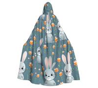 HJFCZH Jolie cape à capuche pour adulte avec imprimé lièvre et lapin gris pour diverses fêtes et carnaval