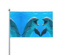 HJFCZH Jolis dauphins imprimés drapeaux de décoration d'extérieur - 0,9 x 1,5 m - Jeté en polyester vif pour décoration de cour, terrasse et fête