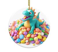 Hjfczh Jouet dinosaure dans un tas de bonbons impression circulaire décoration supermarché céramique hiver Noël fête maison