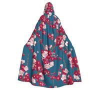 HJFCZH La cape à capuche d'Halloween pour adulte avec impression de fleurs de cerisier est une cape super grande, confortable et durable