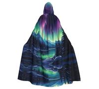 HJFCZH La cape à capuche pour adulte avec impression de peinture aurores boréales est une cape super grande, confortable et durable