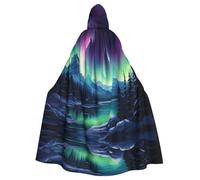 HJFCZH La cape à capuche pour adulte avec impression de peinture aurores boréales est une cape super grande, confortable et durable