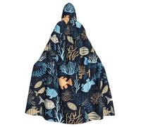 HJFCZH La cape à capuche pour adulte imprimée vie marine bleue est une cape super grande, confortable et durable