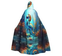 HJFCZH La cape à capuche pour adulte motif hippocampe corail est une cape super grande, confortable et durable