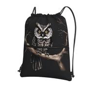 HJFCZH Late Night Owl Prints Sac à dos à fermeture éclair avec cordon de serrage - Sac de sport ultra durable et résistant à l'eau pour les voyages et le sport - Housse légère et pliable