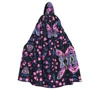 HJFCZH Le beau motif papillon Halloween adulte cape à capuche super grande cape à capuche avec nœud papillon, sans fermeture éclair