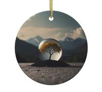 HJFCZH Le nec plus ultra en matière de simplicité - Pendentif rond en céramique - 7,4 cm - Ajoutez une atmosphère festive aux fêtes de fin d'année