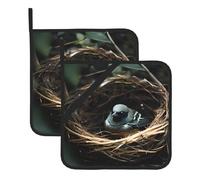 HJFCZH Little Bird Nest Prints Lot de 2 maniques épaisses et durables pour soulever les couvercles dans la cuisine, enlever les bols et les assiettes des micro-ondes et fours