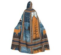 HJFCZH Lodge Bear Cape à capuche pour adulte Motif cerf et poisson pour diverses fêtes et carnaval