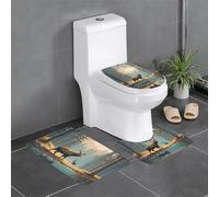 HJFCZH Lodge Bear Lot de 3 tapis de sol antidérapants pour toilettes, meuble-lavabo et couvercle - 61 x 40,6 cm - Facile à nettoyer