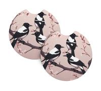 HJFCZH Lot de 2 dessous de verre avec imprimé Magpies On Plum Blossoms - Pour voitures, camions et SUV