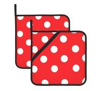 HJFCZH Lot de 2 maniques à pois rouges et blancs épais et durables pour soulever les couvercles dans la cuisine, enlever les bols et les assiettes des micro-ondes et fours