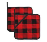 HJFCZH Lot de 2 maniques épaisses et durables pour soulever les couvercles dans la cuisine, enlever les bols et les assiettes des micro-ondes et fours Rouge/noir