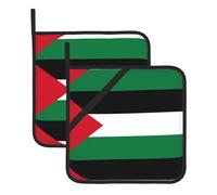 HJFCZH Lot de 2 tapis chauds carrés imprimés drapeau de l'État de Palestine pour comptoir de cuisine - Maniques imperméables, couches durables et résistantes à la chaleur pour servir, four et barbecue