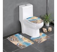 HJFCZH Lot de 3 tapis antidérapants pour salle de bain - 61 x 40,6 cm - Tapis rectangulaire en forme de U et en forme de O pour toilettes, coiffeuse et baignoire - Motif mouettes mignonnes