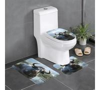 HJFCZH Lot de 3 tapis de bain antidérapants et durables à séchage rapide Motif buffle d'eau