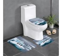 HJFCZH Lot de 3 tapis de bain antidérapants et durables à séchage rapide Motif pingouins sur l'iceberg