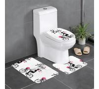 HJFCZH Lot de 3 tapis de bain ultra doux et absorbants pour plus de confort et de style Motif Tour Eiffel Paris 61 x 40,6 cm
