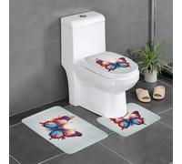 HJFCZH Lot de 3 tapis de salle de bain antidérapants à imprimé papillon coloré (61 x 40,6 cm) pour toilettes, meuble-lavabo et toilettes, facile à nettoyer