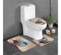 HJFCZH Lot de 3 tapis de salle de bain antidérapants à motif de petit oiseau, tapis de contour, ovale et rectangulaire pour toilettes, coiffeuse et toilettes