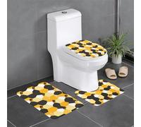 HJFCZH Lot de 3 tapis de salle de bain antidérapants à motif nid d'abeille, motif abeille, tapis de sol antidérapant (61 x 40,6 cm) pour toilettes, coiffeuse et toilettes, facile à nettoyer
