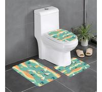 HJFCZH Lot de 3 tapis de salle de bain antidérapants motif petit bateau sur la mer - Tapis de contour, ovale et rectangulaire pour toilettes, coiffeuse et toilettes